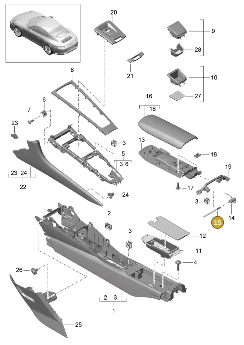 99155344700 — Porsche 911 (2016-2019) diagram p47809020, position 15