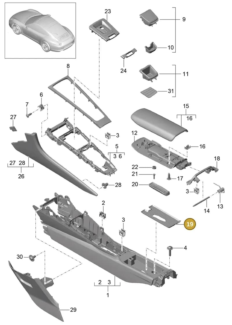 99155361100 — Porsche 991 Carrera 4 (2011-2016) diagram p38809020, position 19