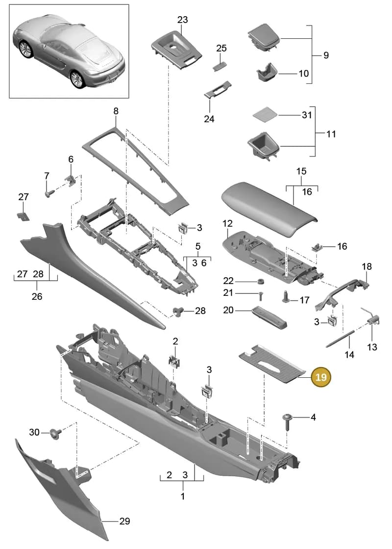99155361100 — Porsche Cayman (2013-2016) diagram p40809020, position 19