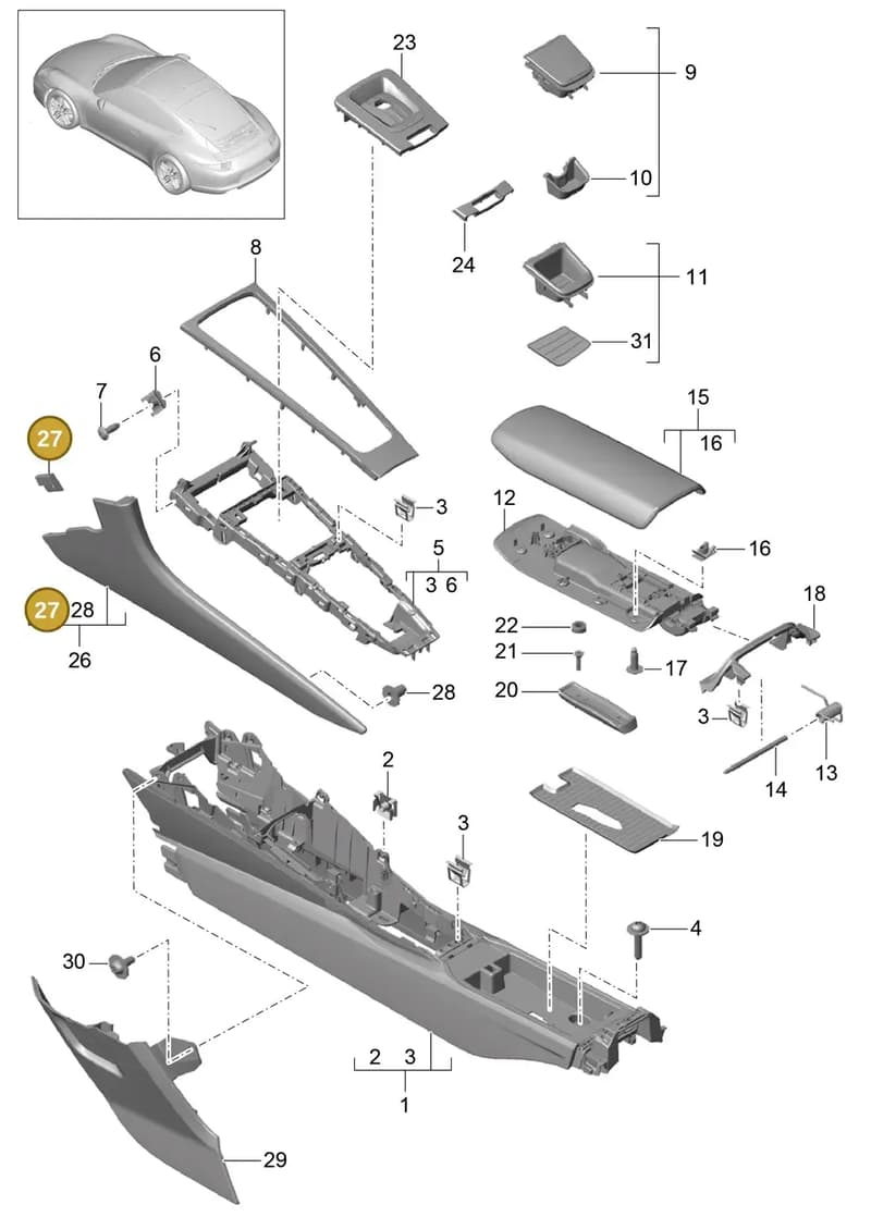 99155382300 — Porsche 991 Carrera 4 (2011-2016) diagram p38809020, position 27