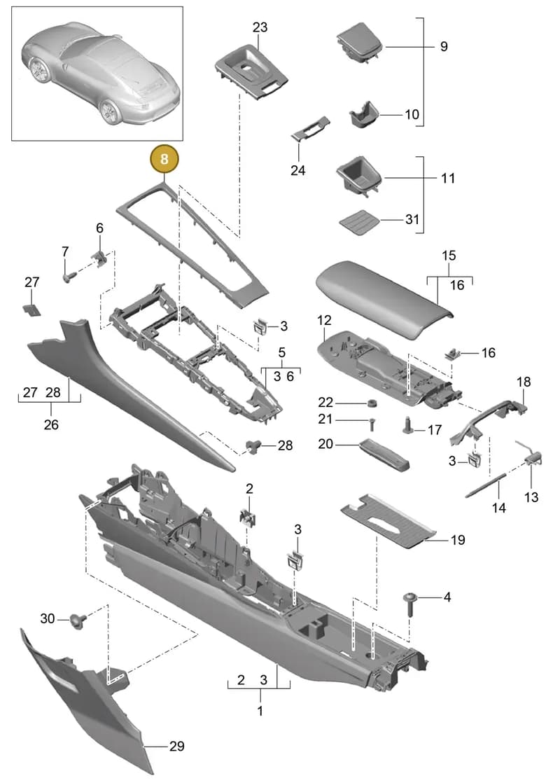 99155398102BX3 — Porsche 991 Carrera 4 (2011-2016) diagram p38809020, position 8