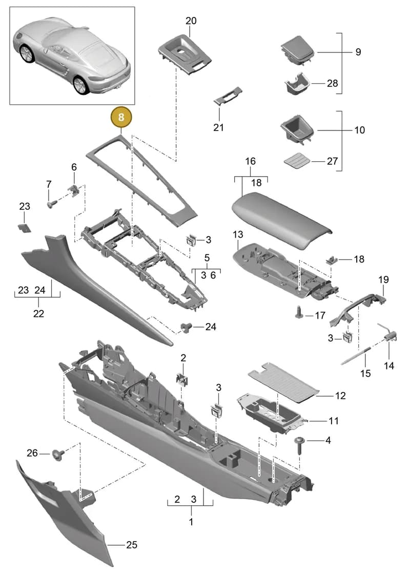 99155398102BX3 — Porsche Cayman (2016-) diagram p50809020, position 8