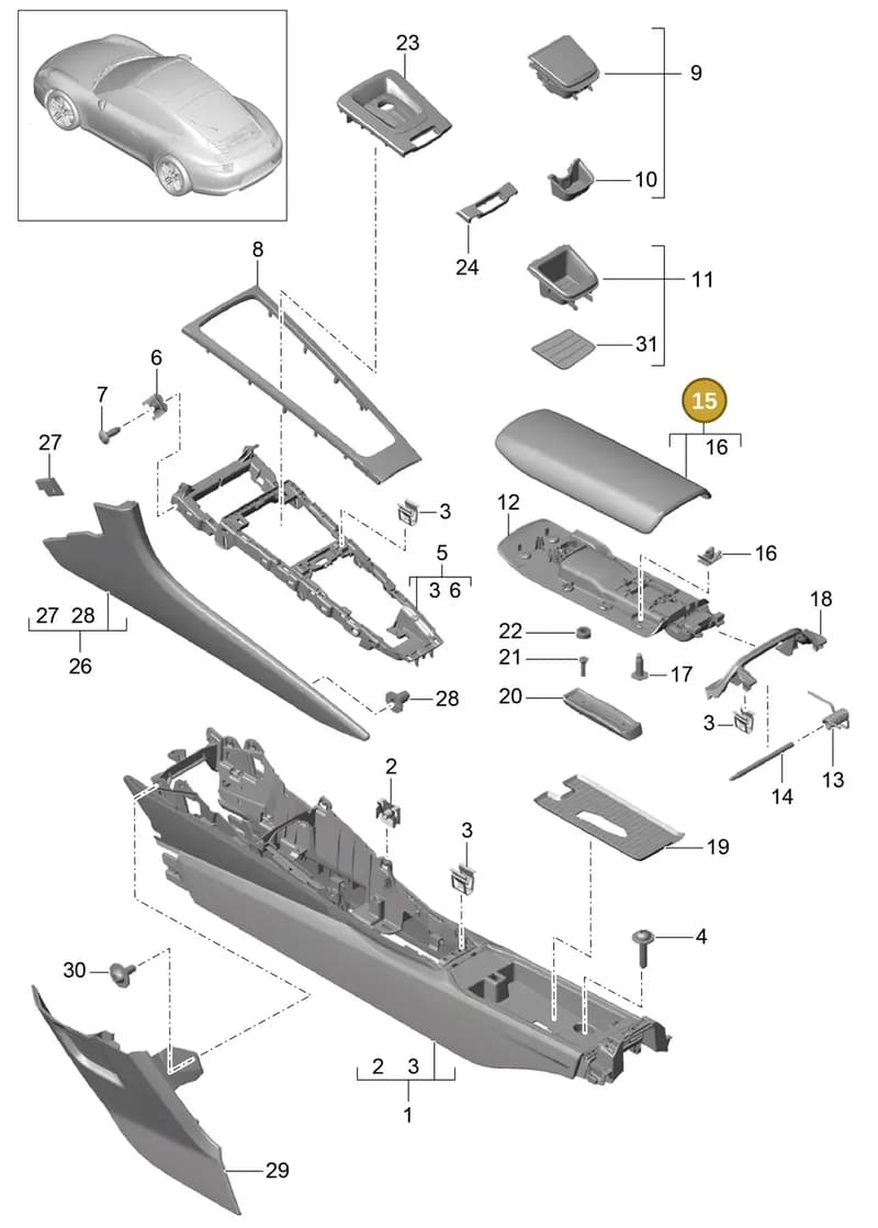 99155398200DE1 — Porsche 991 Carrera 4 (2011-2016) diagram p38809020, position 15