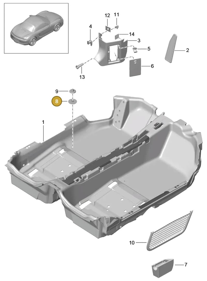 991555122044H0 — Porsche Boxster (2012-2016) diagram p39807010, position 8