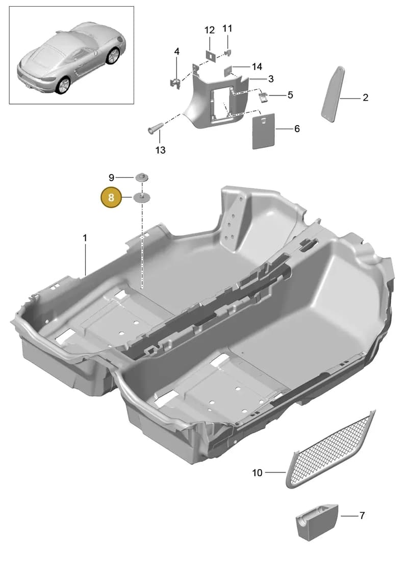 991555122044H0 — Porsche Cayman (2016-) diagram p50807010, position 8