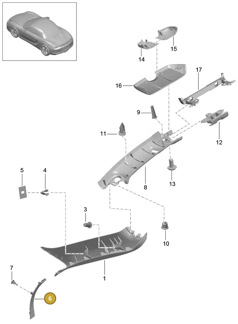 991555185011E0 — Porsche Boxster (2012-2016) diagram p39807055, position 6