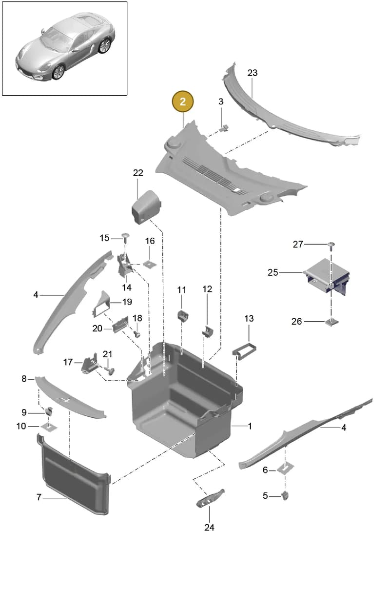 991555367071E0 — Porsche Cayman (2013-2016) diagram p40807000, position 2