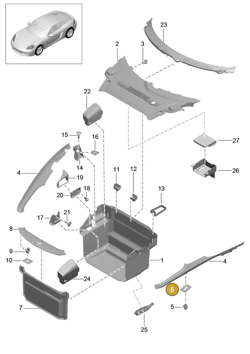 991555525001E0 — Porsche Cayman (2016-) diagram p50807000, position 6