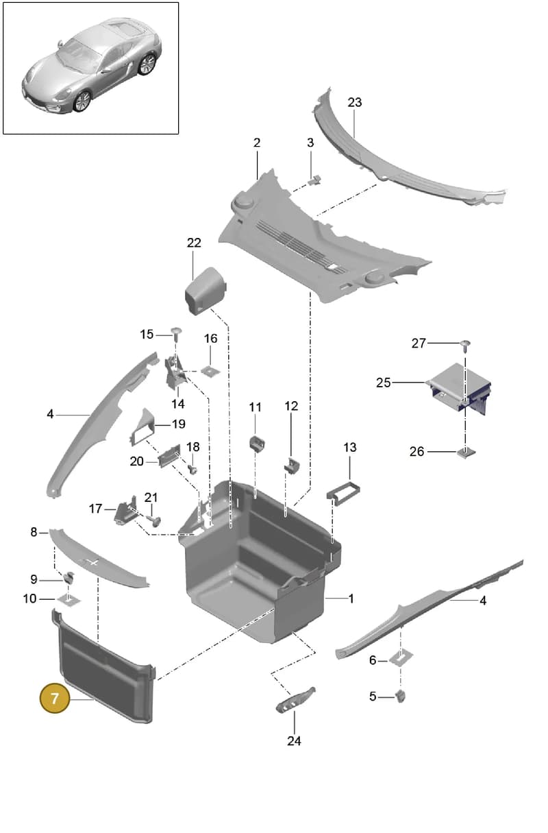 991555526001E0 — Porsche Cayman (2013-2016) diagram p40807000, position 7