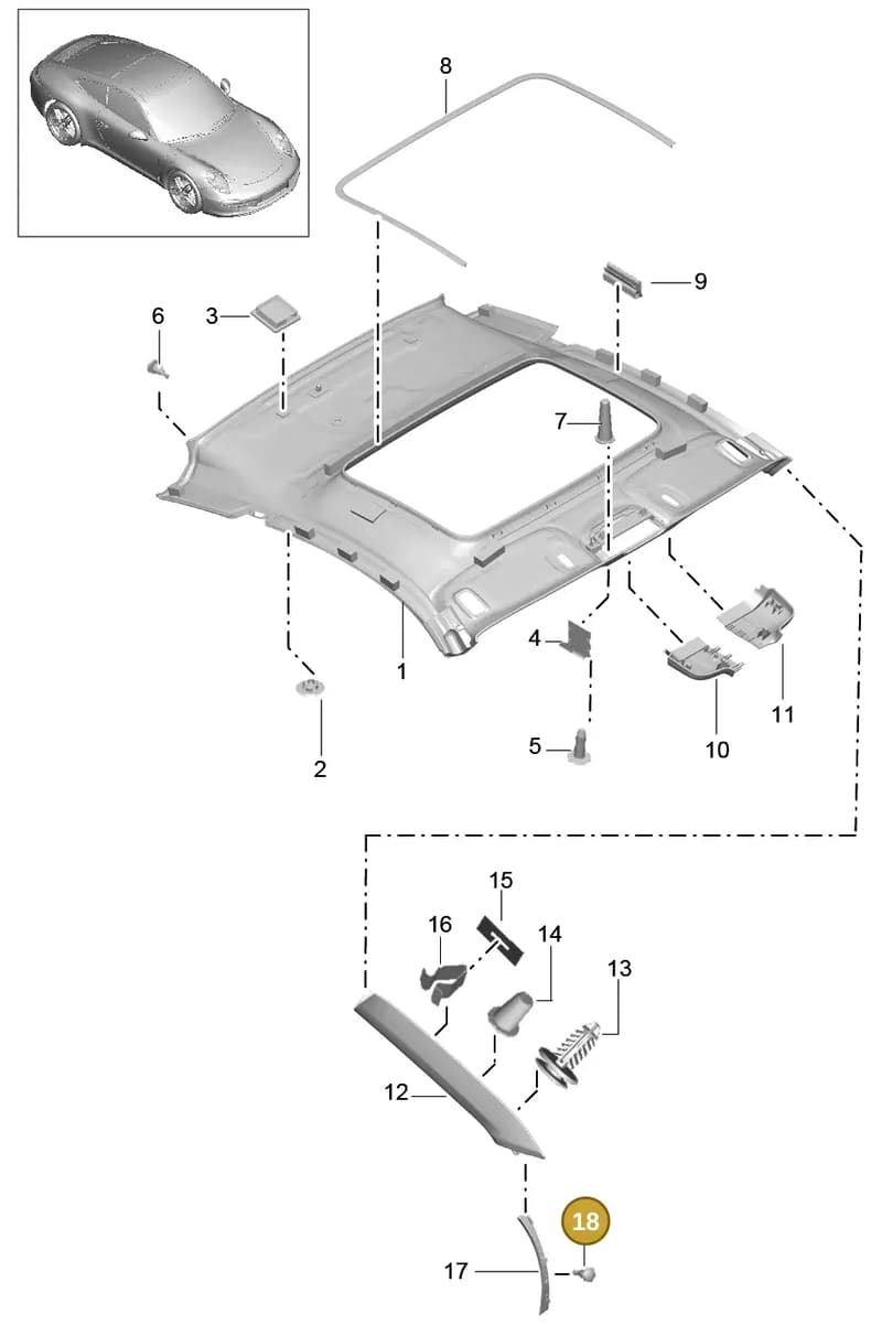 991555527035Q0 — Porsche 991 Carrera 4 (2011-2016) diagram p38807050, position 18