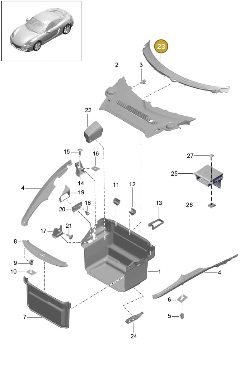 991555563071E0 — Porsche Cayman (2013-2016) diagram p40807000, position 23