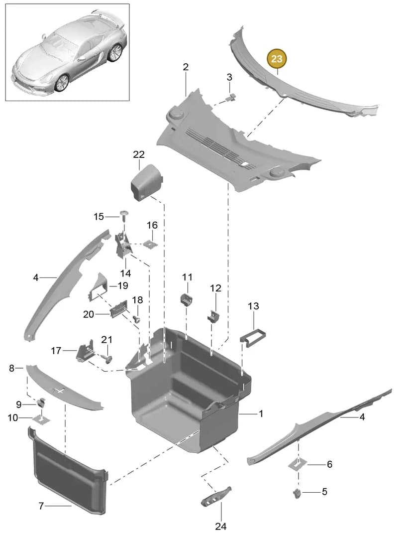 991555563071E0 — Porsche Cayman GT4 (2015-2016) diagram p45807000, position 23