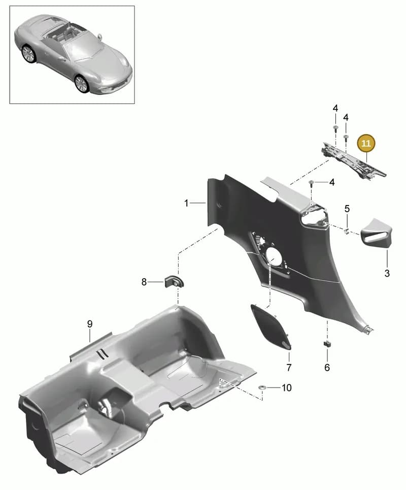 99155557102 — Porsche 991 Carrera 4 (2011-2016) diagram p38807030, position 11