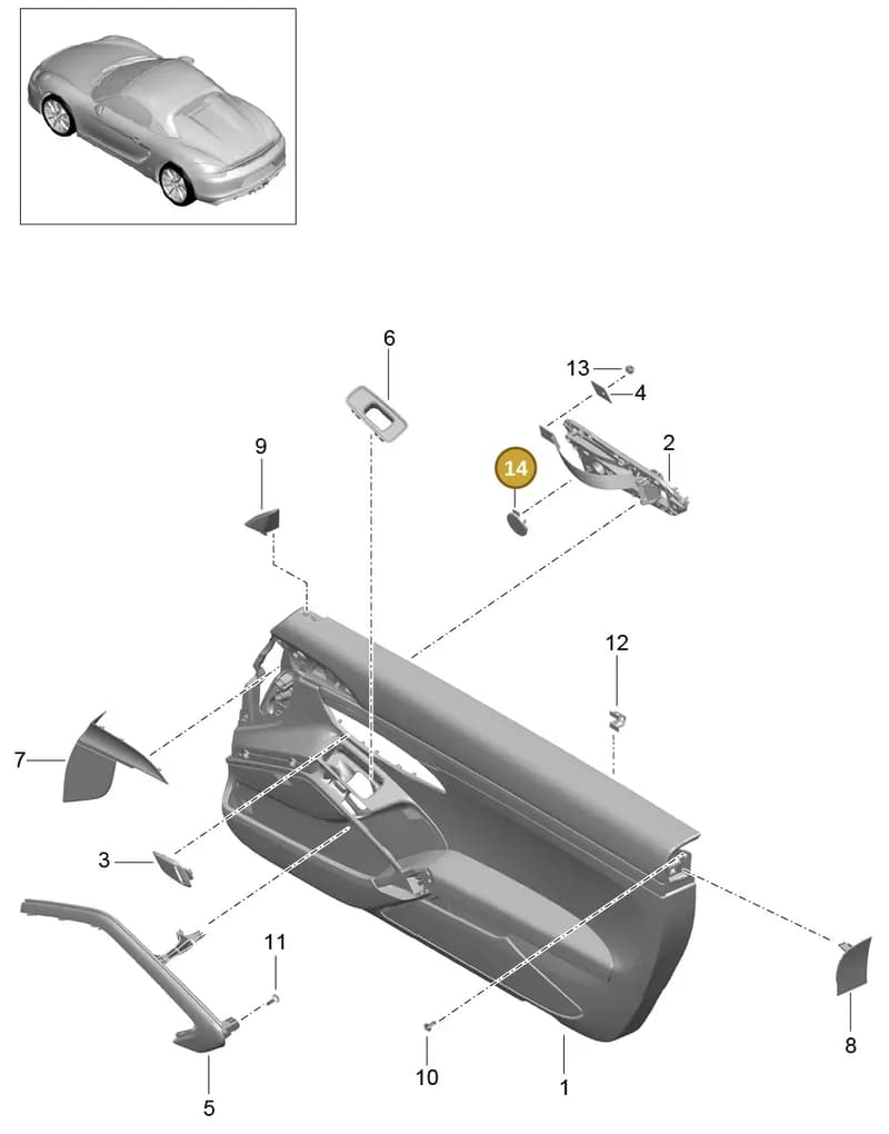 991555579005Q0 — Porsche Boxster Spyder (2015-2016) diagram p46808000, position 14