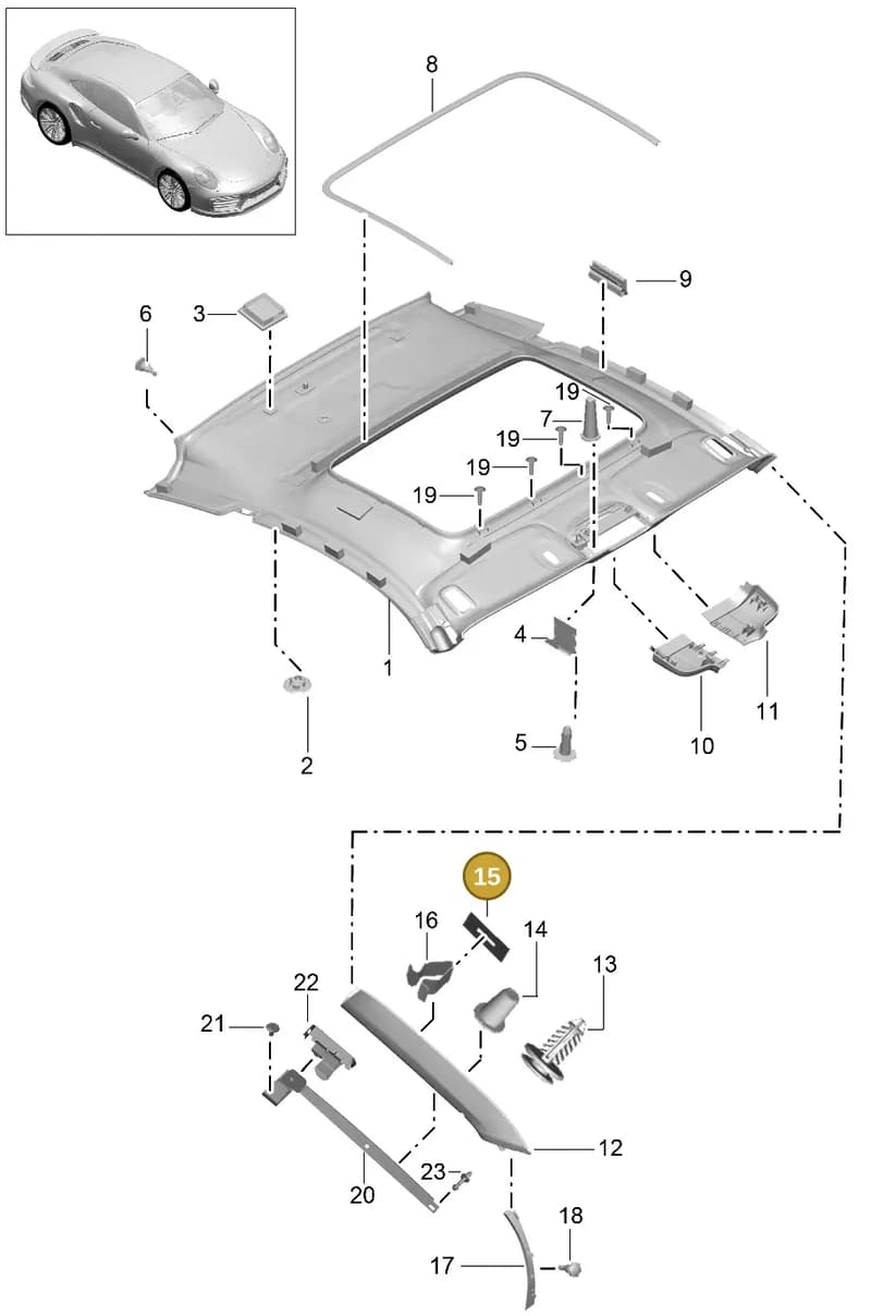 99155558301 — Porsche 911 (2016-2019) diagram p47807050, position 15