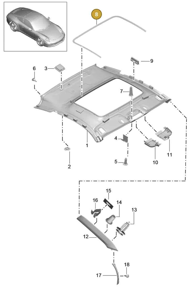 99155559101 — Porsche 991 Carrera 4 (2011-2016) diagram p38807050, position 8