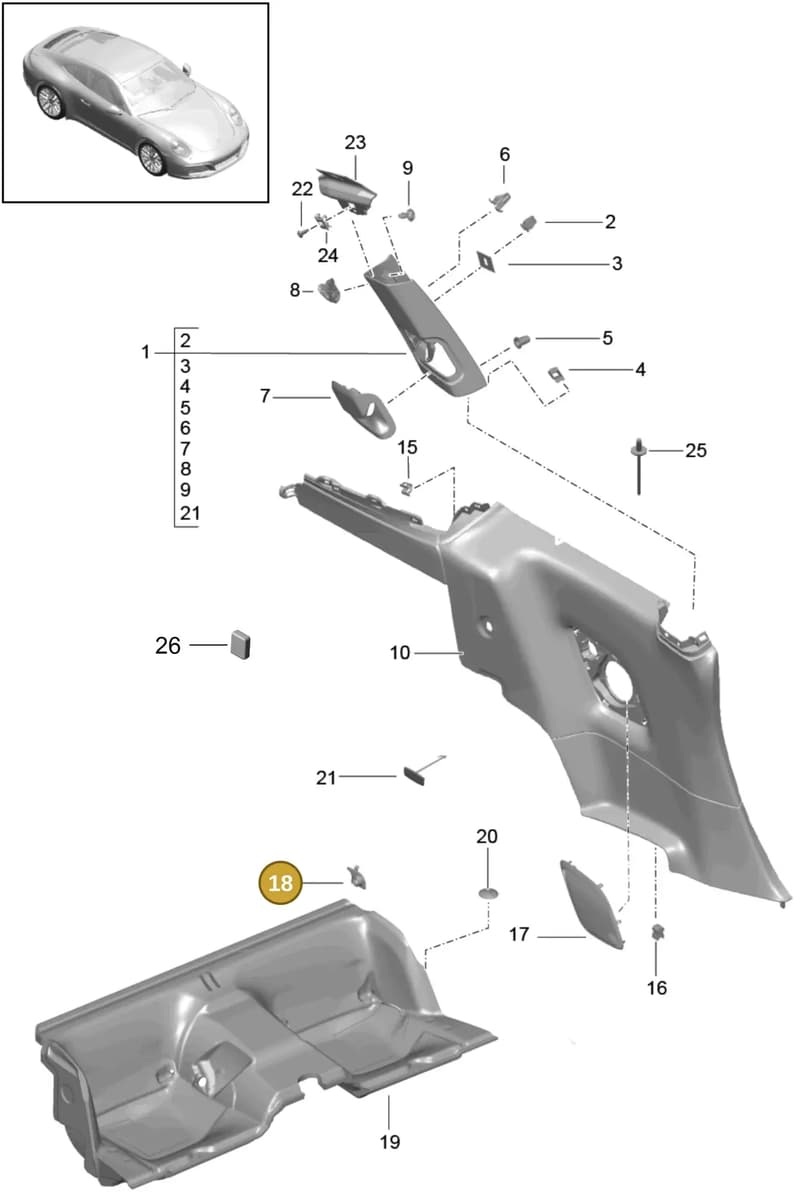 991555702021E0 — Porsche 911 (2016-2019) diagram p47807020, position 18