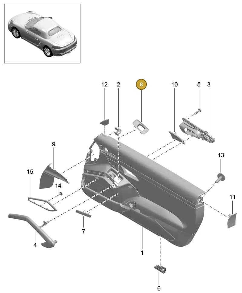 991555723021E0 — Porsche Boxster (2016-2019) diagram p48808040, position 8