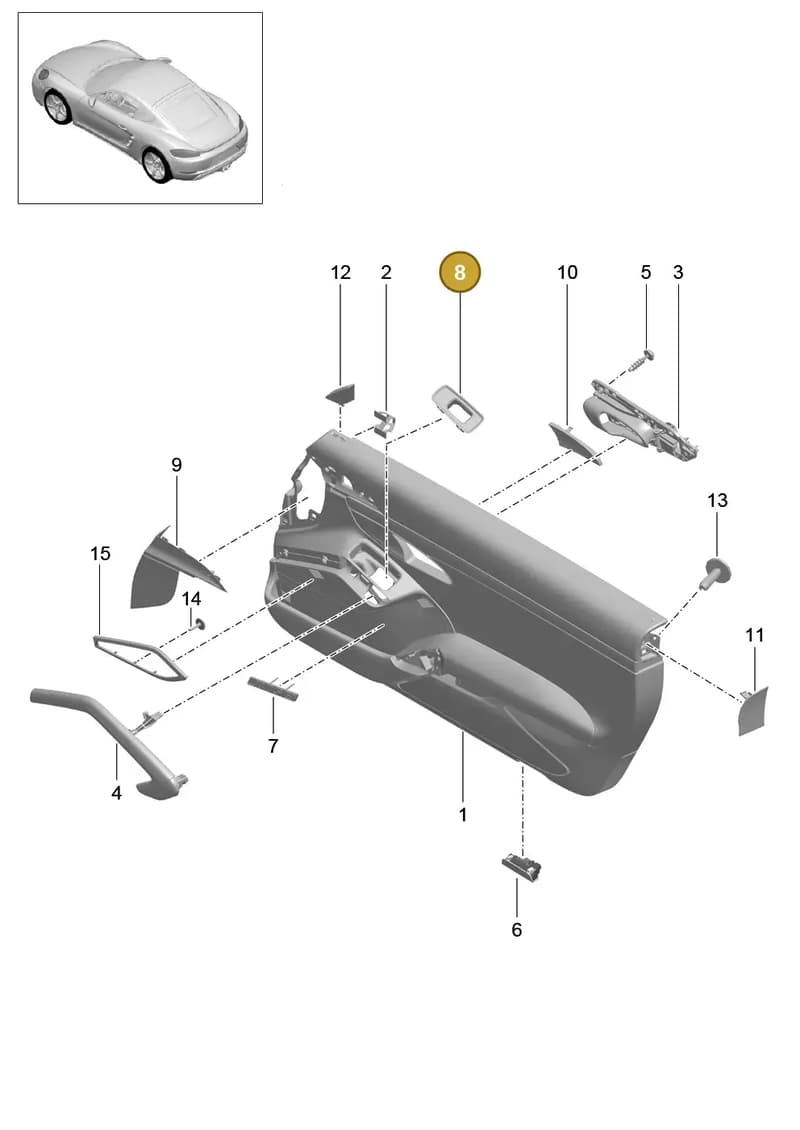 991555723021E0 — Porsche Cayman (2016-2019) diagram p50808010, position 8