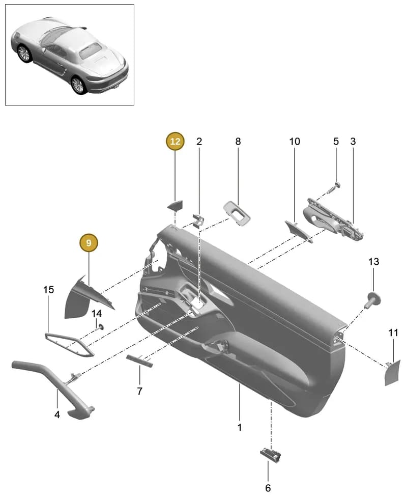 991555742001E0 — Porsche Boxster (2016-2019) diagram p48808000, position 9+12