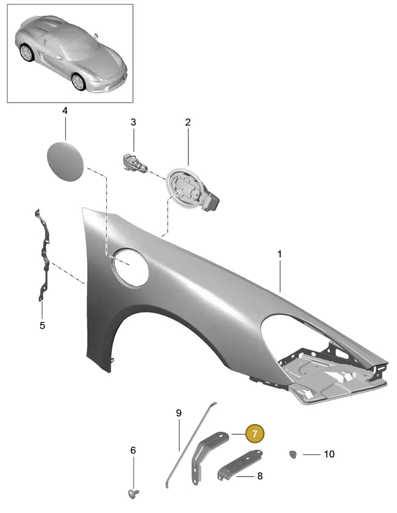 991555747001E0 — Porsche Boxster Spyder (2015-2016) diagram p46801040, position 7