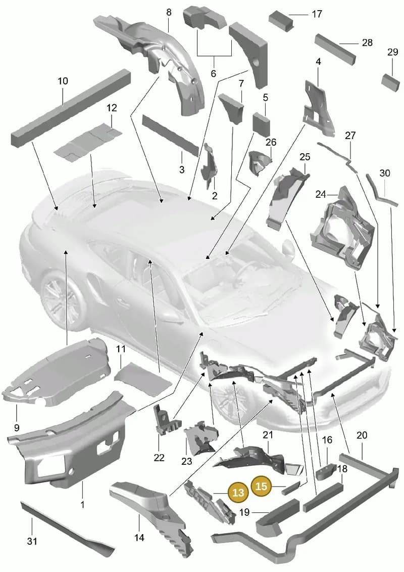 99155578200 — Porsche 911 (2013-2020) diagram p42807080, position 13+15