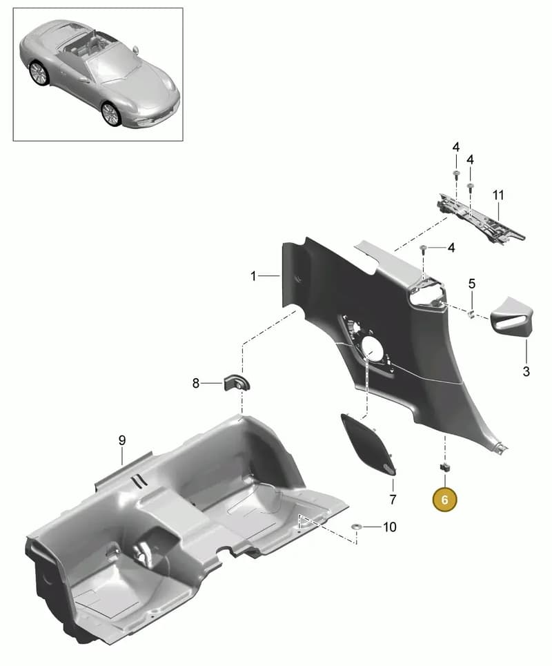 99155587500 — Porsche 991 Carrera 4 (2011-2016) diagram p38807030, position 6