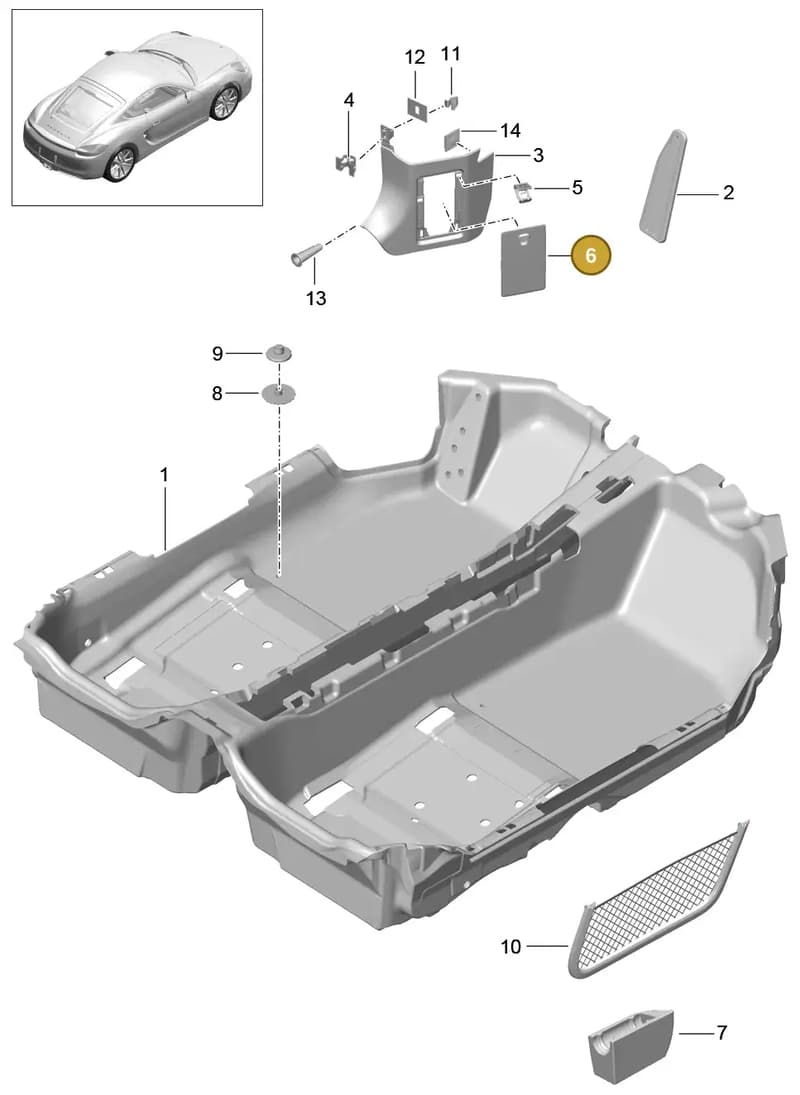 99155588901 — Porsche Cayman (2013-2016) diagram p40807010, position 6