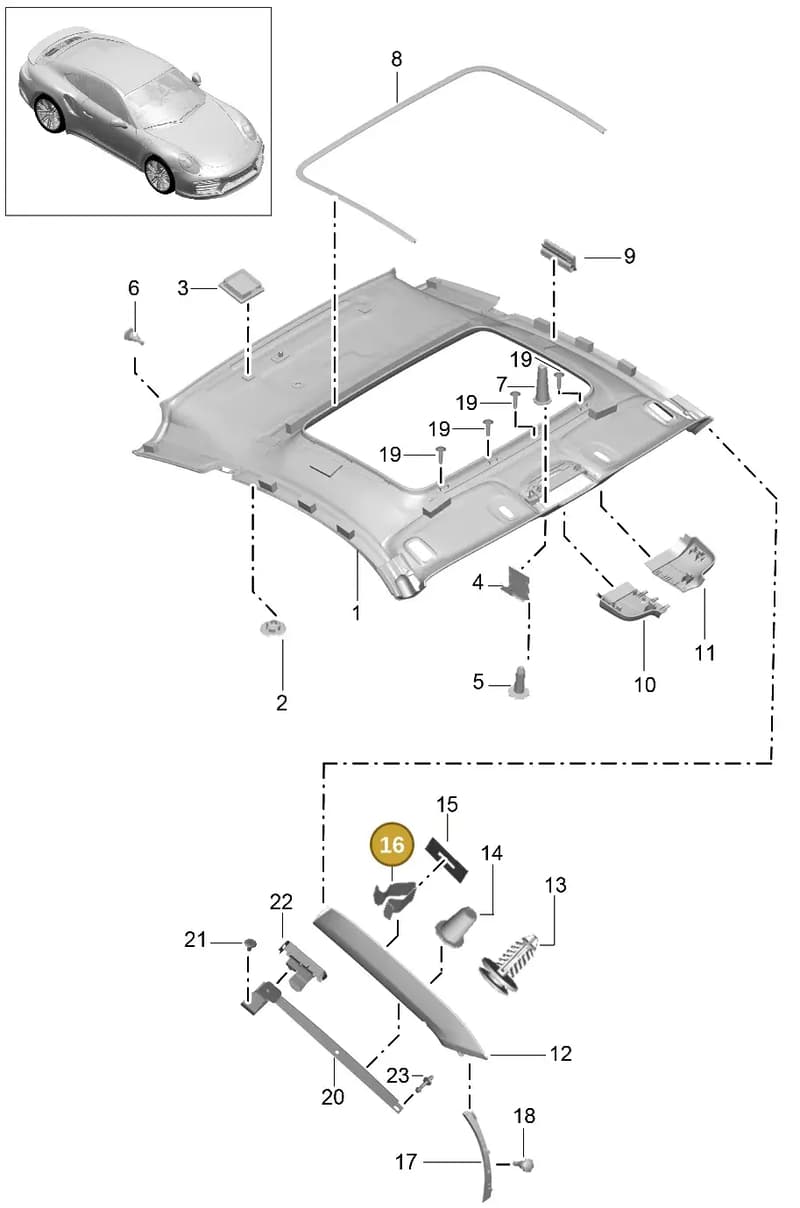991555969002W0 — Porsche 911 (2016-2019) diagram p47807050, position 16