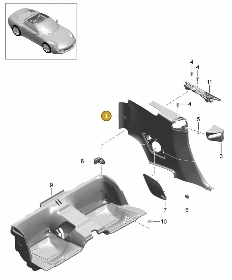 99155597603GFI — Porsche 991 Carrera 4 (2011-2016) diagram p38807030, position 1