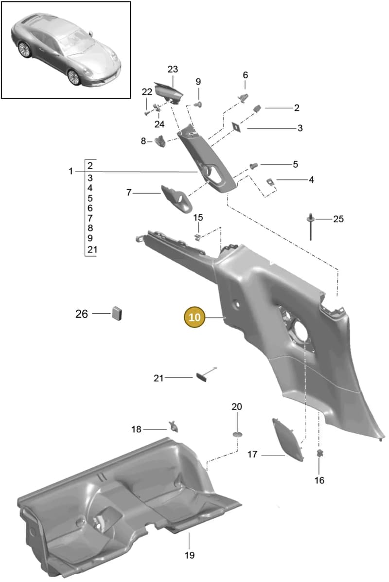 99155597606HAG — Porsche 911 (2016-2019) diagram p47807020, position 10