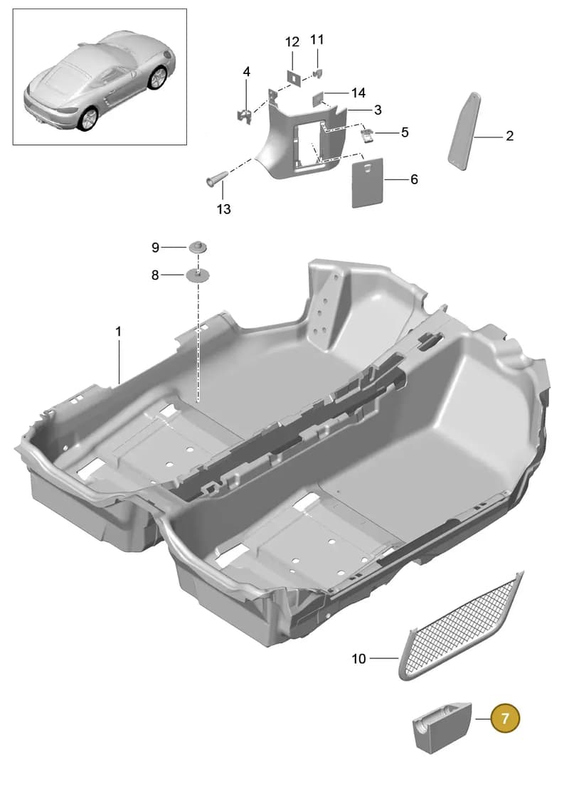 99155598502GUJ — Porsche Cayman (2016-2019) diagram p50807010, position 7
