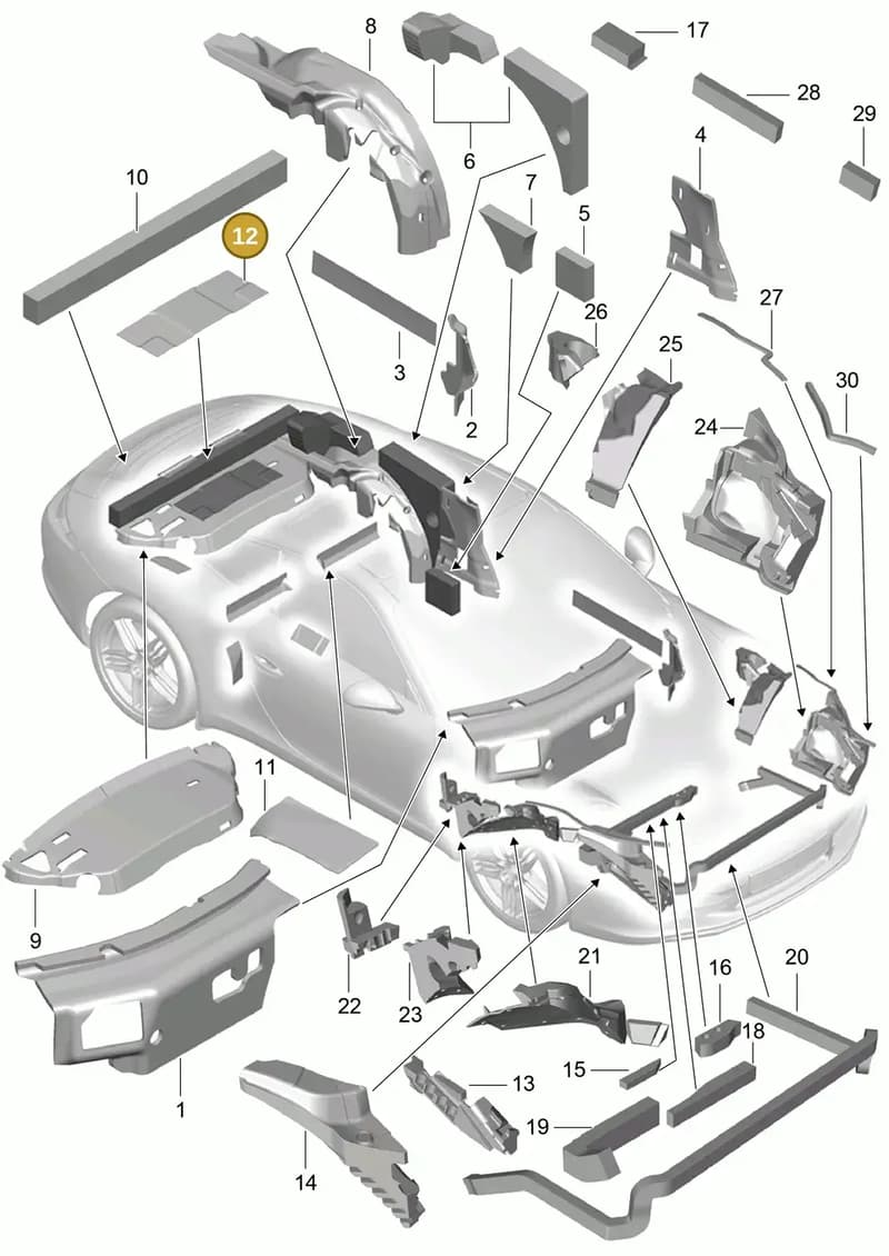 99155652100 — Porsche 991 Carrera 4 (2011-2016) diagram p38807080, position 12