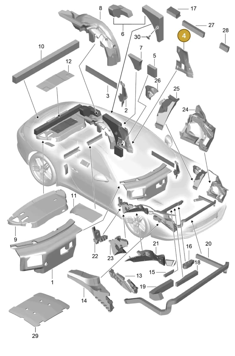 99155654100 — Porsche 911 (2016-2019) diagram p47807080, position 4