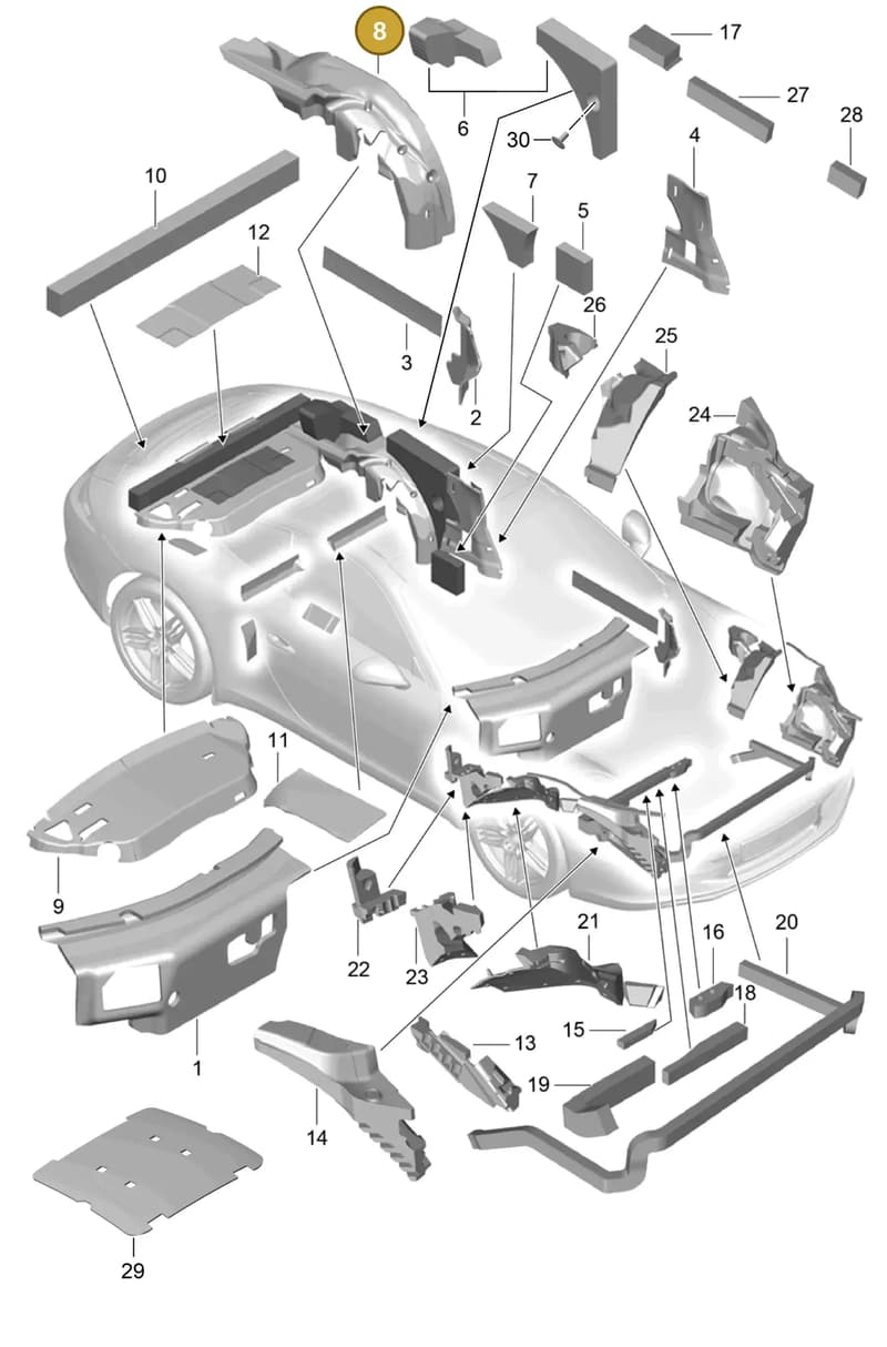 99155654300 — Porsche 911 (2016-2019) diagram p47807080, position 8