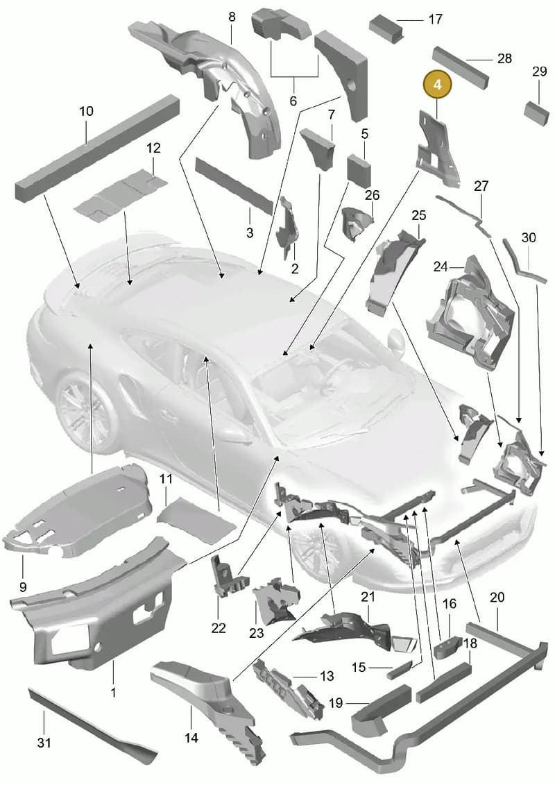 99155664700 — Porsche GT2 RS Clubsport (2013-2020) diagram p42807080, position 4