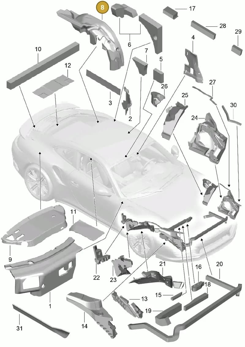 99155665800 — Porsche GT2 RS Clubsport (2013-2020) diagram p42807080, position 8