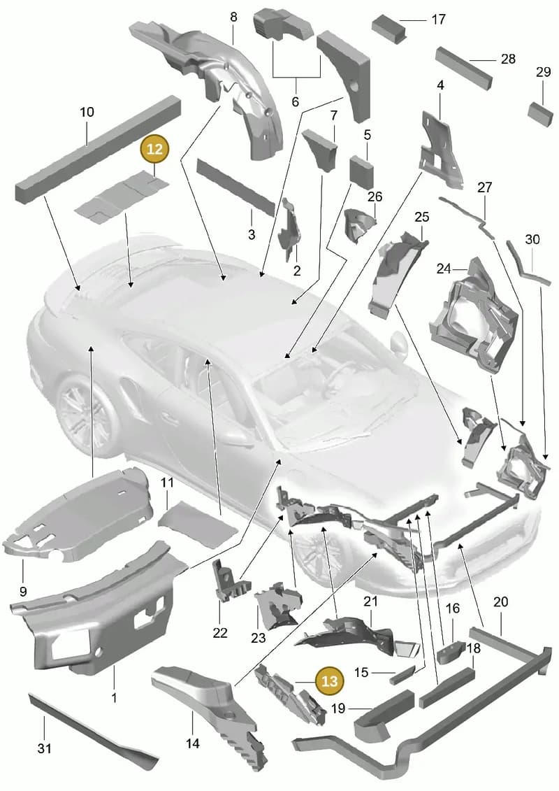 99155665801 — Porsche 911 (2013-2020) diagram p42807080, position 12+13
