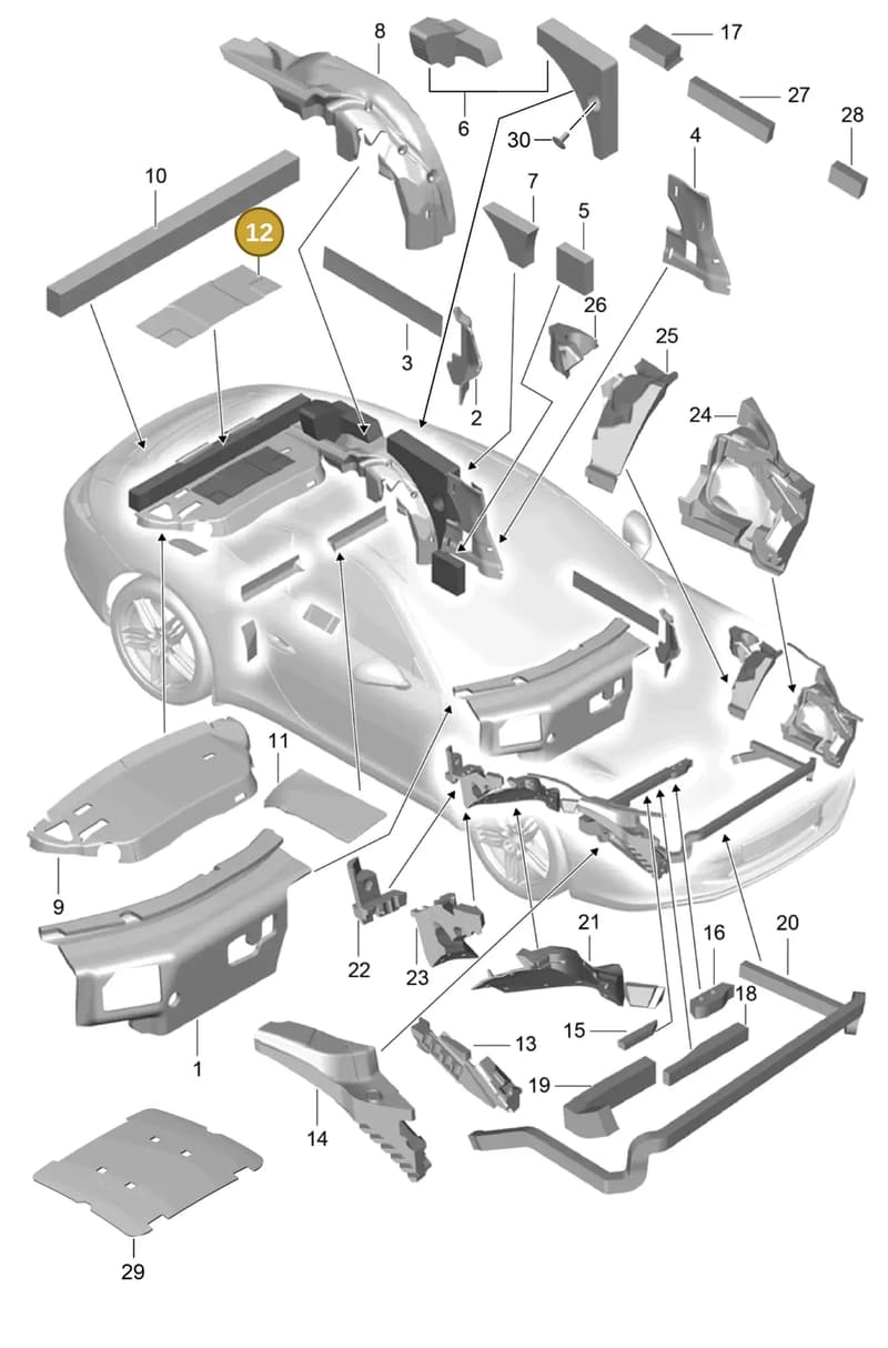 99155665801 — Porsche 911 (2016-2019) diagram p47807080, position 12