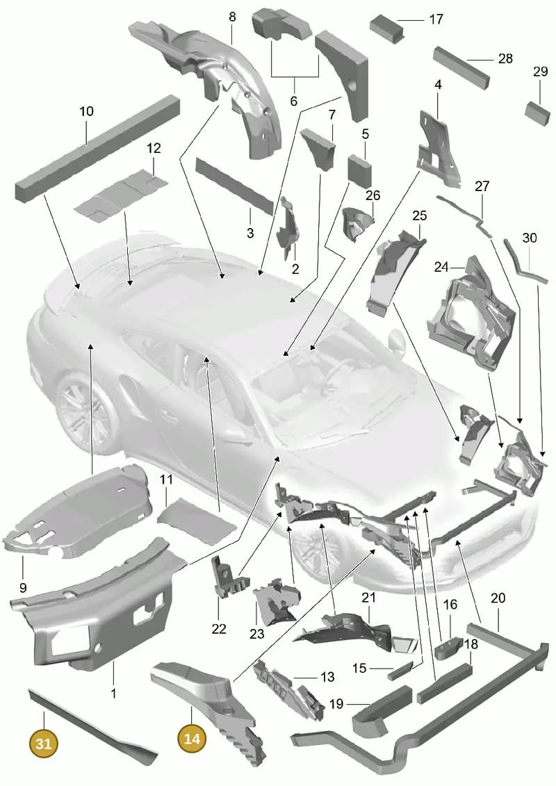 99155670100 — Porsche 911 (2013-2020) diagram p42807080, position 14+31