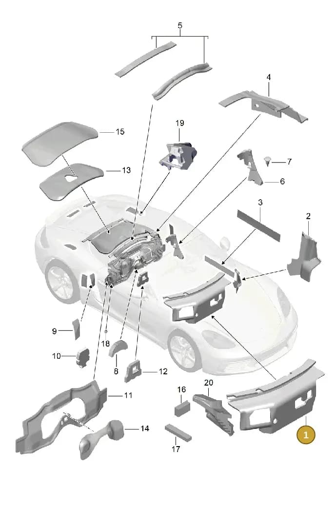 99155672401 — Porsche Cayman (2016-2019) diagram p50807080, position 1