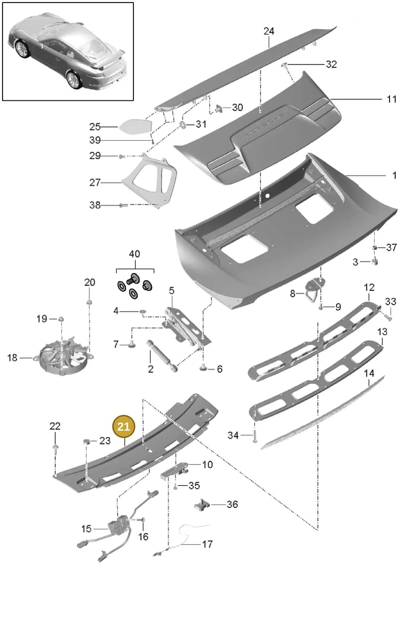 99155922180 — Porsche 911 (2013-2020) diagram p41803010, position 21