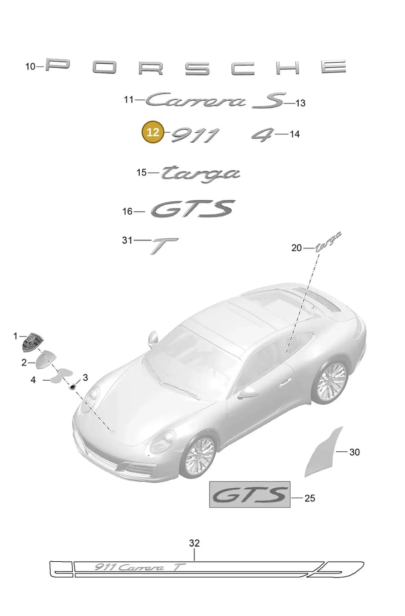 99155923103 — Porsche 911 (2016-2019) diagram p47810000, position 12