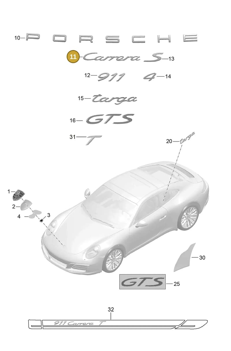99155923703M7S — Porsche 911 (2016-2019) diagram p47810000, position 11