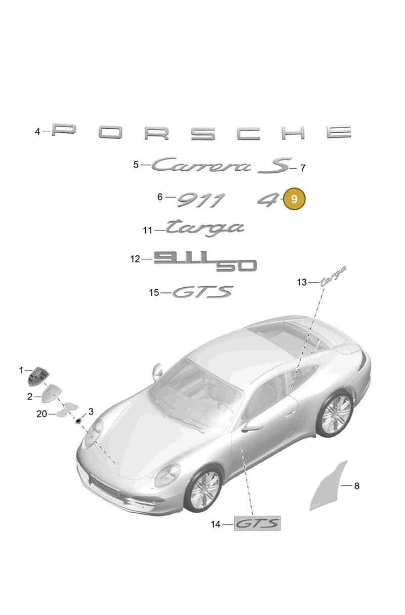 99155924101 — Porsche 991 Carrera 4 (2011-2016) diagram p38810000, position 9