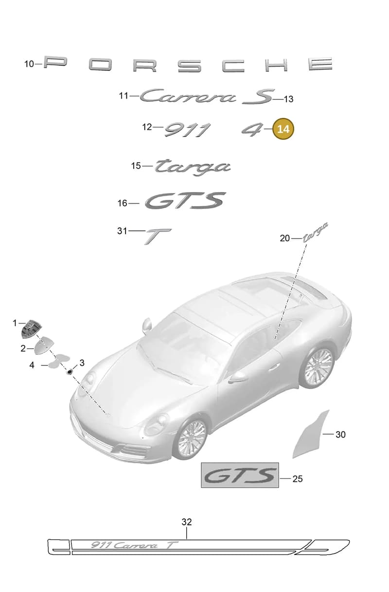 99155924101 — Porsche 911 (2016-2019) diagram p47810000, position 14