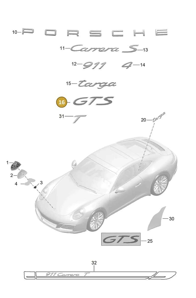 99155926100 — Porsche 911 (2016-2019) diagram p47810000, position 16