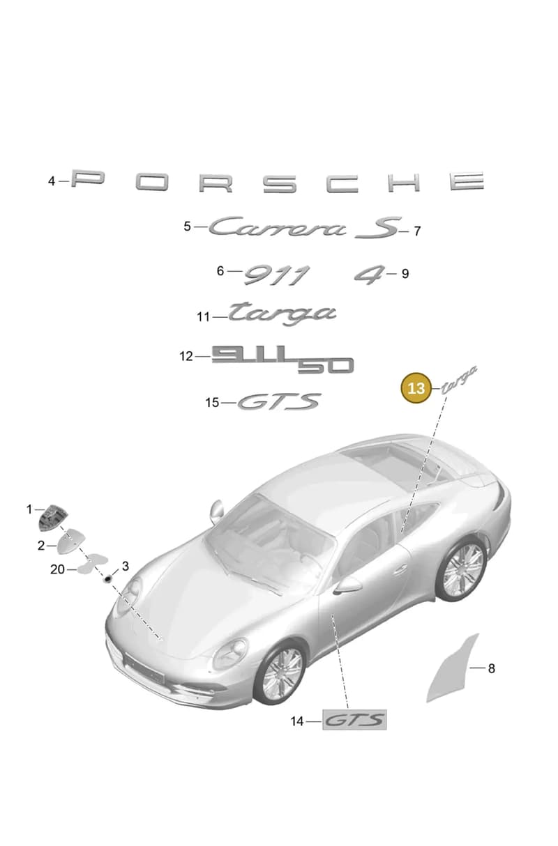 99155930700 — Porsche 991 Carrera 4 (2011-2016) diagram p38810000, position 13