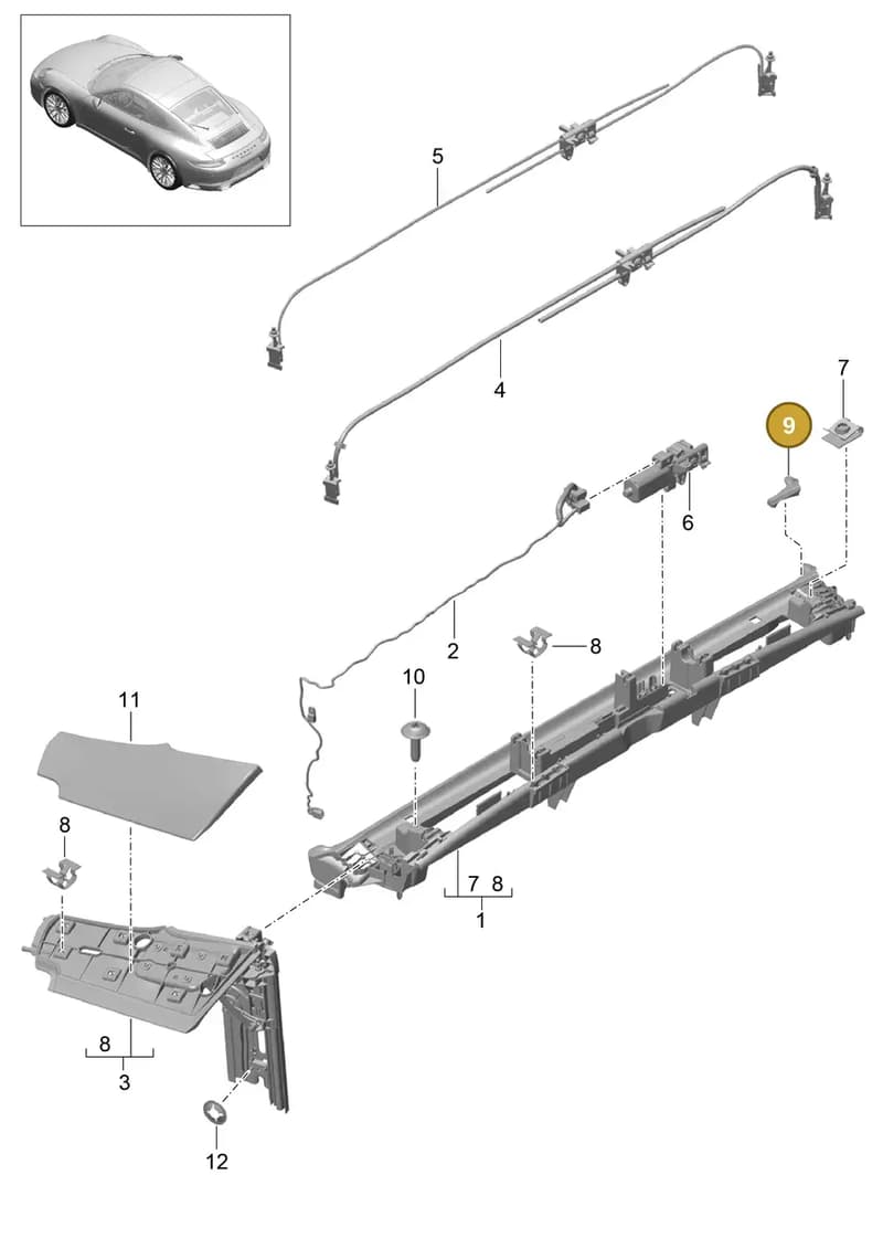 99156187100 — Porsche 911 (2016-2019) diagram p47811050, position 9
