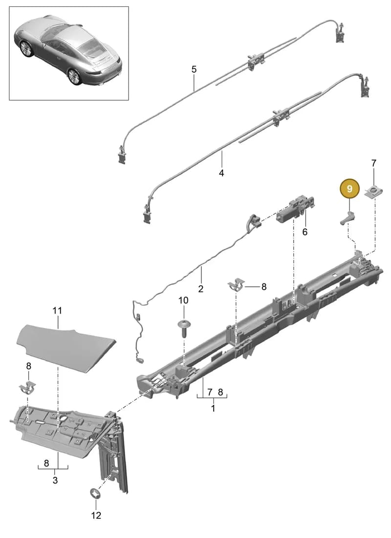 99156187200 — Porsche 991 Carrera 4 (2011-2016) diagram p38811050, position 9